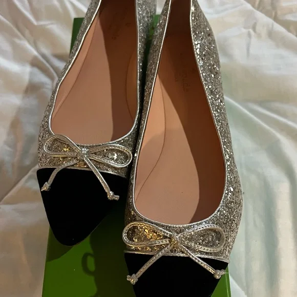 Kate Spade silver glitter flats - Picture 2 of 6